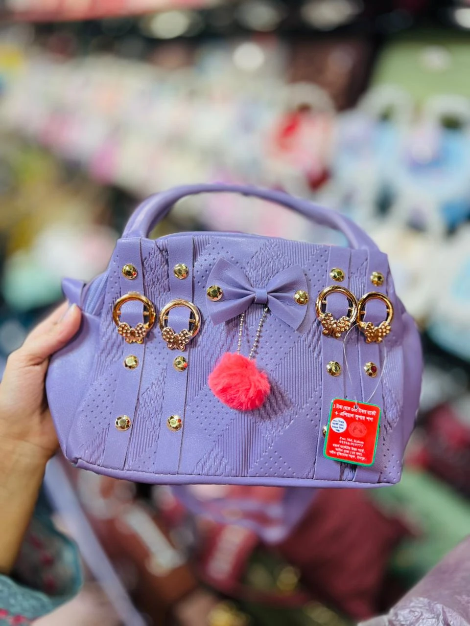 Premium Pink Designer Handbag with Golden Accents