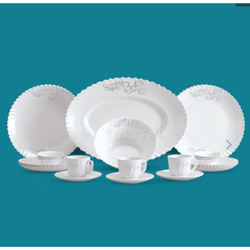 Premium 32-Piece Luxury Dinner Set , Complete Opalware Dining Collection, 32-Piece Floral Motif Dinnerware